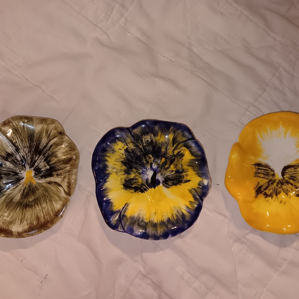Stangl Tea bag/spoon holder pansy flower
